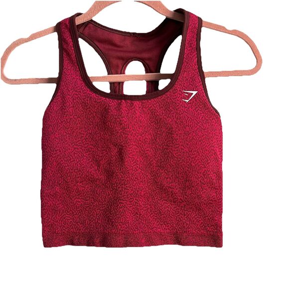 GymShark Adapt Animal Seamless Crop Tank Reef Cherry Brown Leopard Print Fits XS - Picture 3 of 7